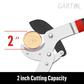 GARTOL compound-action mechanism enables easier cutting of branches up to 2 inches.