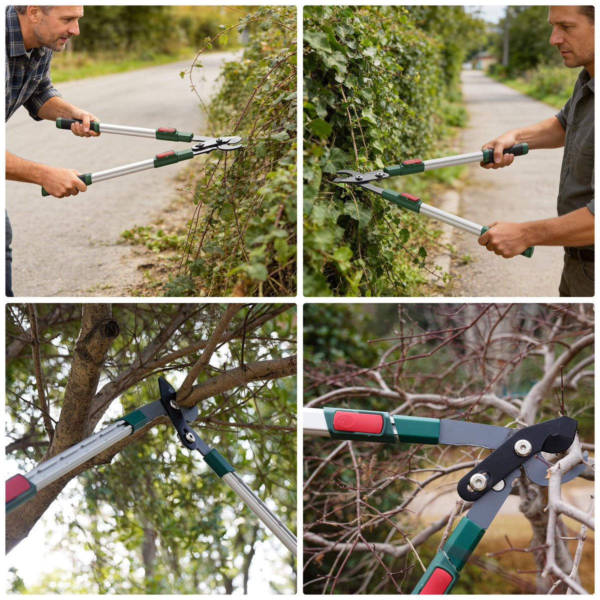 GARTOL extendable loppers used for overhead branch trimming from the ground.
