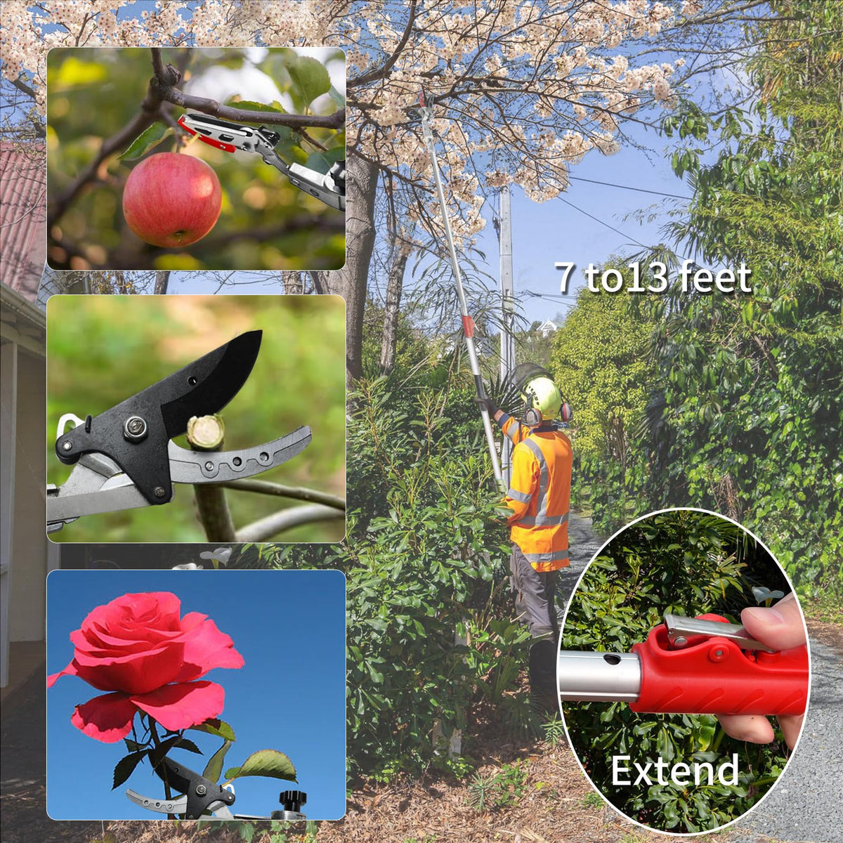 GARTOL pruner lightweight aluminum pole reduces user fatigue