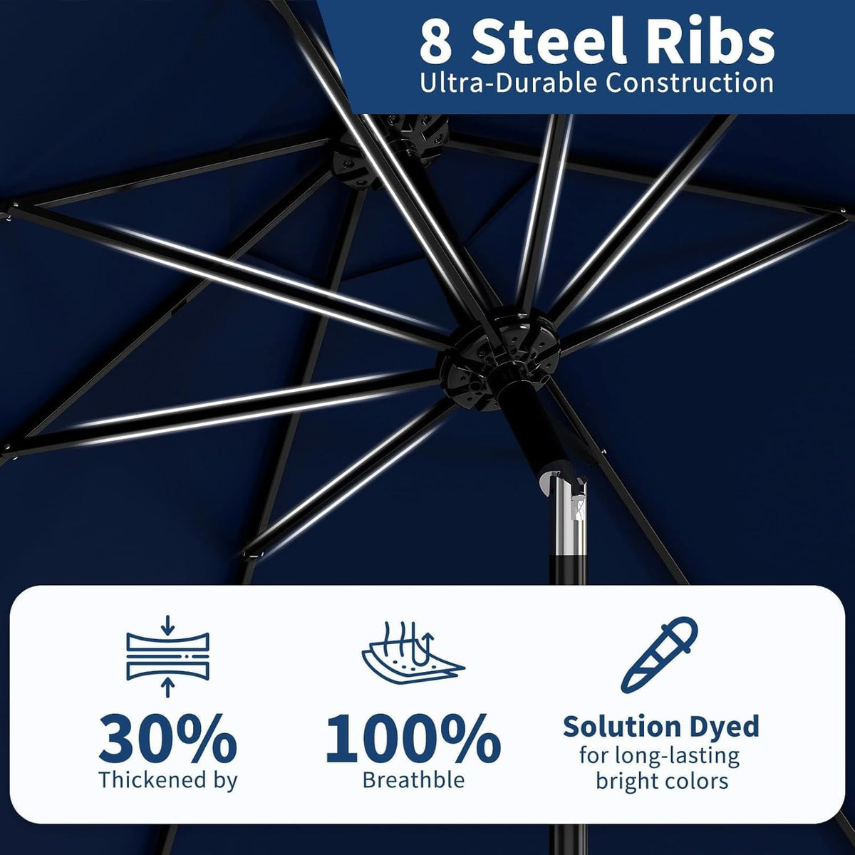 Garvee 10ft patio umbrella tilt feature enables adjustable sun angles.