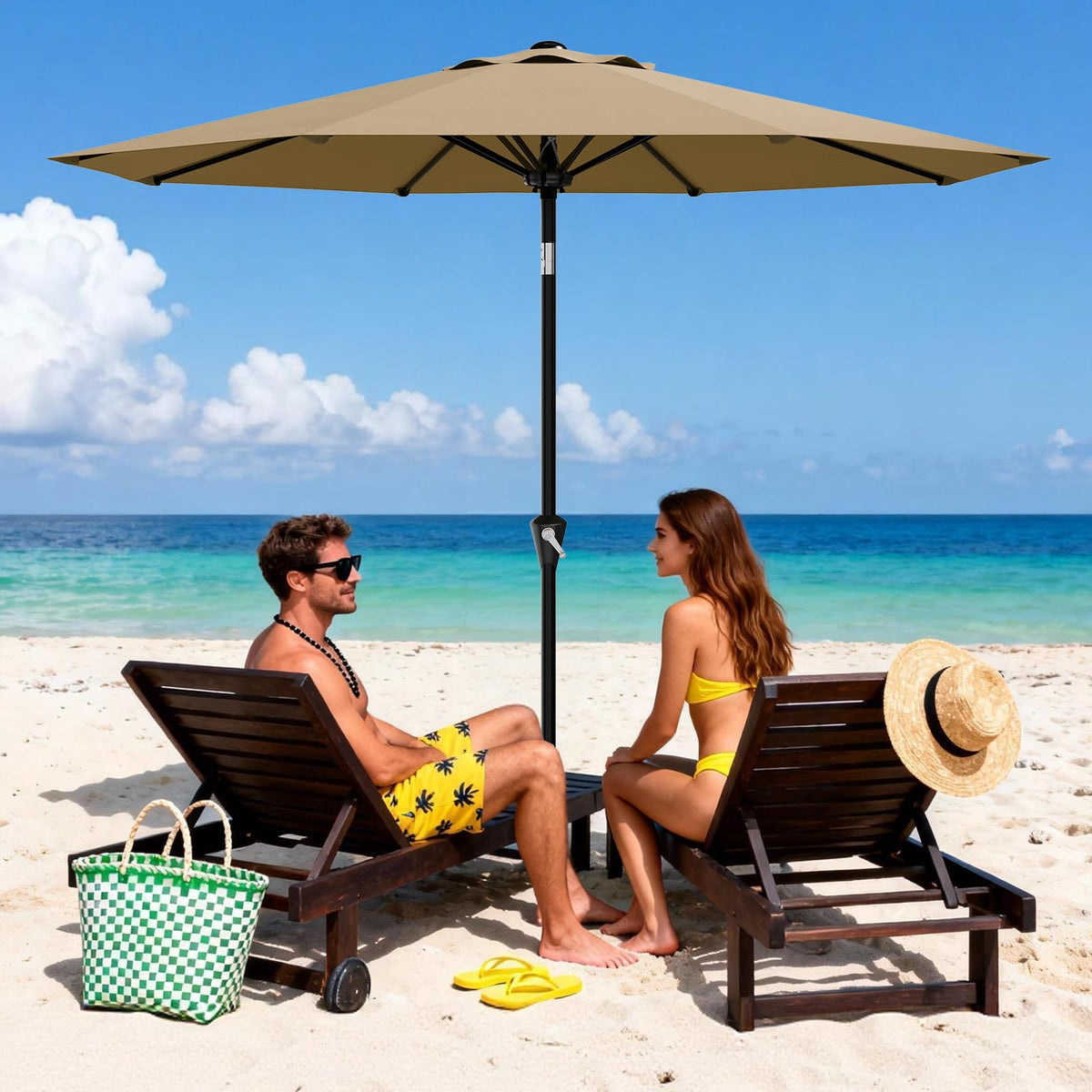 Garvee 10FT umbrella vented canopy reduces wind pressure for stability.