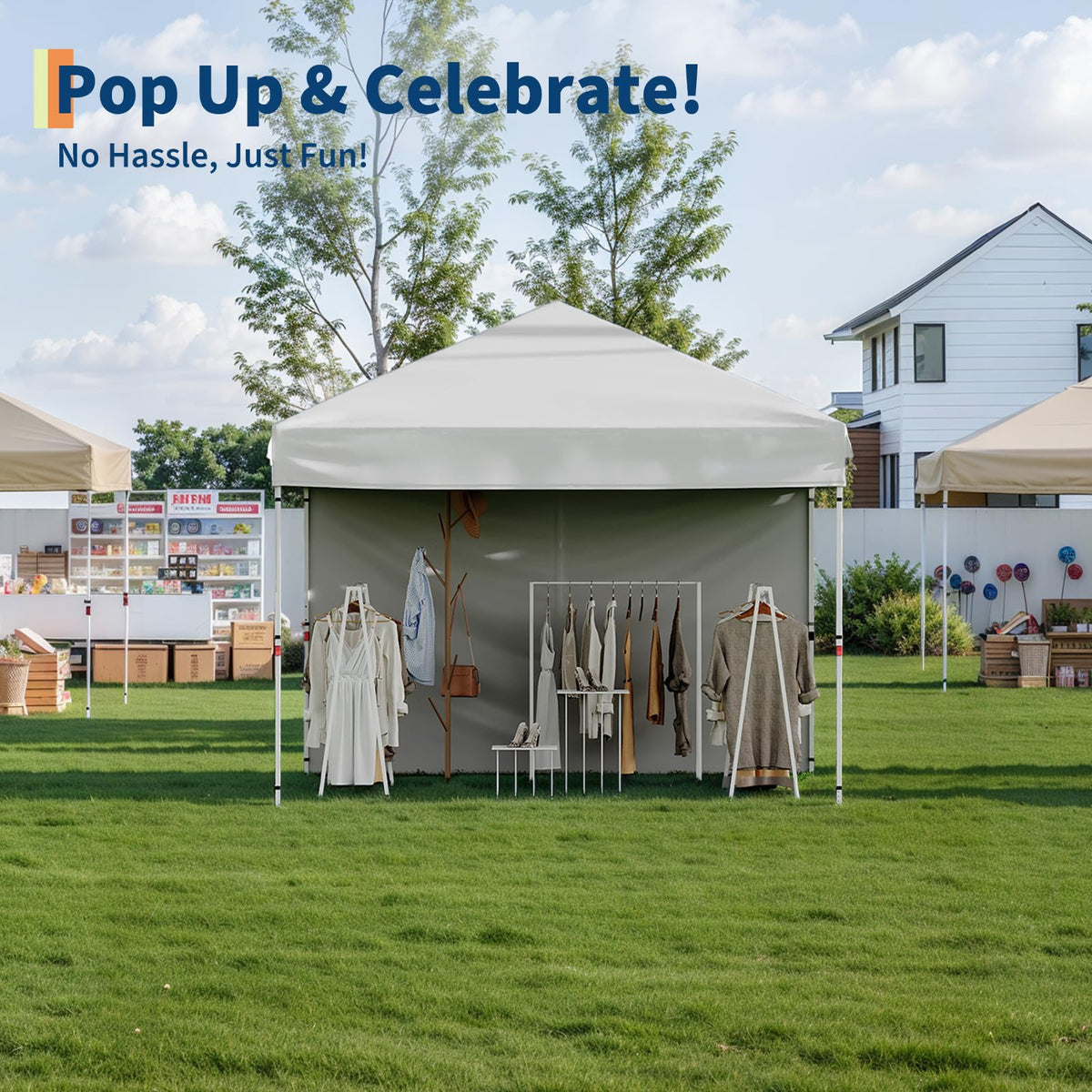 Garvee 10x10 canopy frame provides sturdy shelter for outdoor dining or crowds