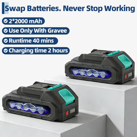 Garvee pivoting head helps reach tight spaces and slopes.
