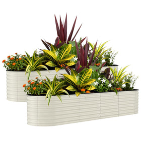Garvee 2-pack raised bed front view showing oval design for outdoor gardening