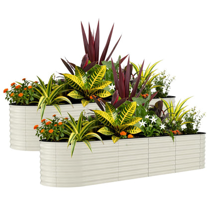 Garvee 2-pack raised bed front view showing oval design for outdoor gardening