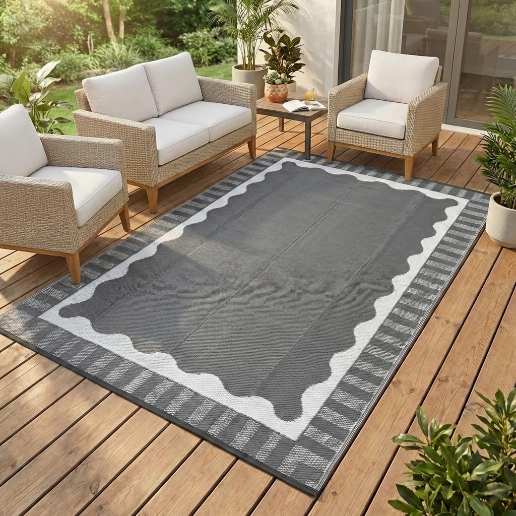 Garvee 5x8 outdoor rug with floral pattern adds timeless style to patios and decks.