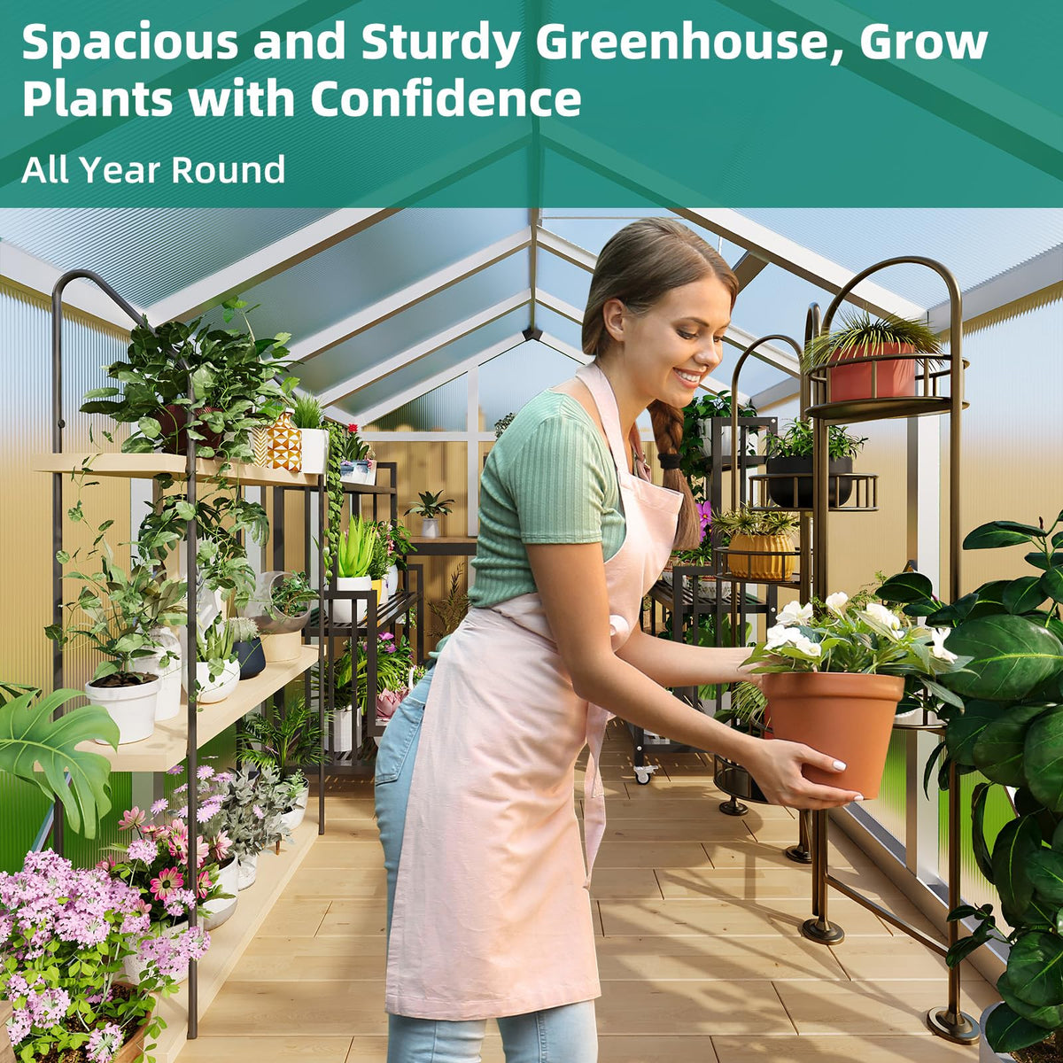 Garvee greenhouse roof vent in action for balanced airflow and plant comfort.