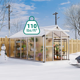 Garvee aluminum frame with UV-coated panels protects delicate plants outside.