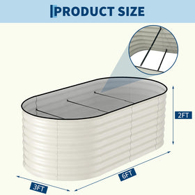 Garvee 6x3x2ft oval bed close-up shows galvanized steel durability.