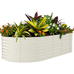 Garvee 8x4x2ft oval garden bed shows a sturdy oval frame for deep-root vegetables.