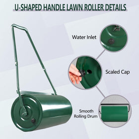 Garvee lawn roller features a scraper bar to clear debris