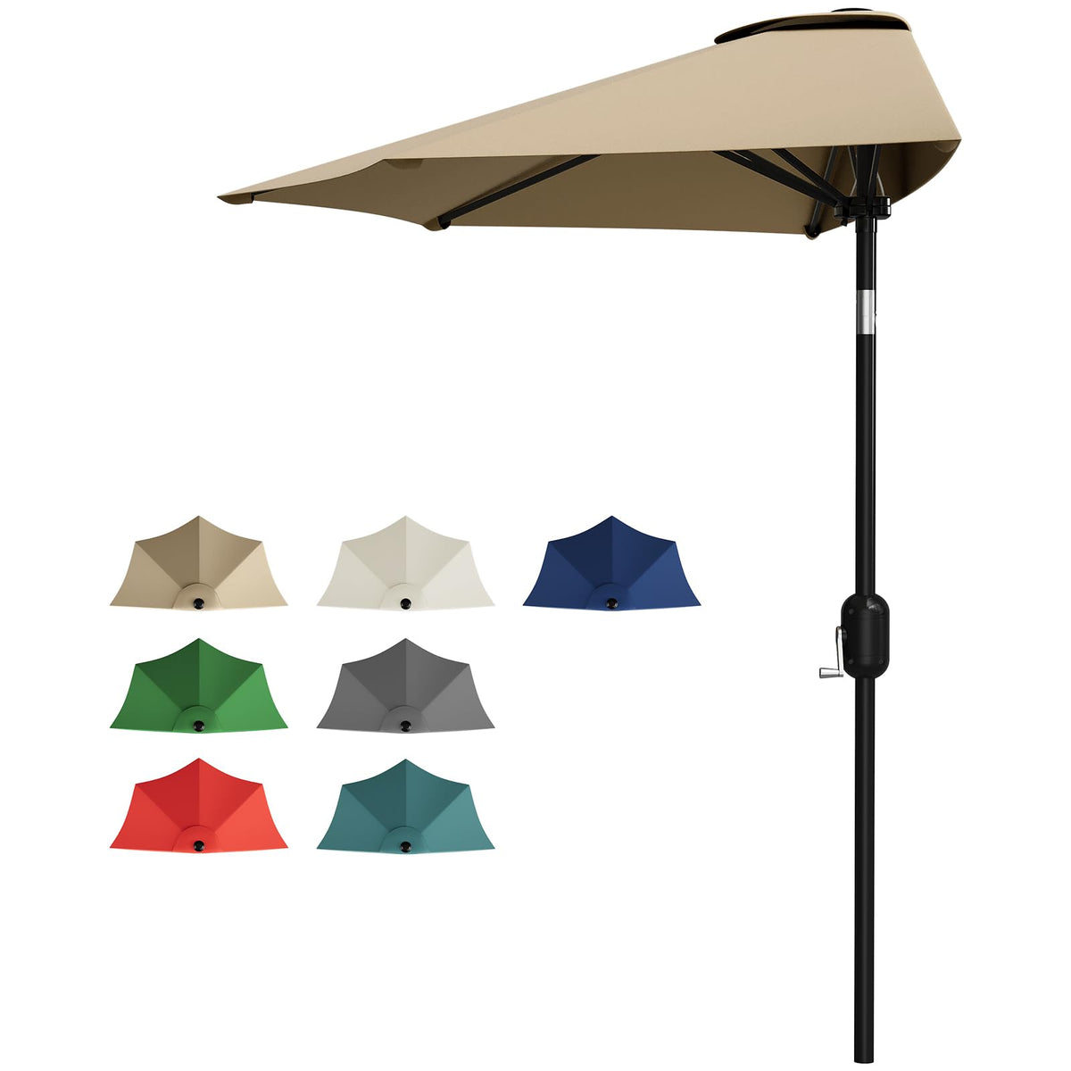 Garvee 9ft half-umbrella with smooth crank lift for quick shade on sunny days