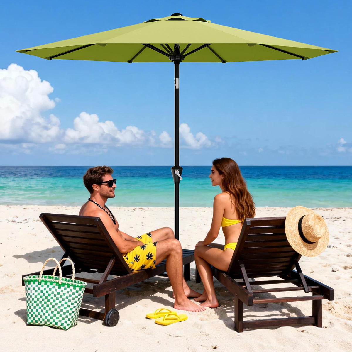 Garvee 9FT umbrella crank lift shown for easy opening and closing