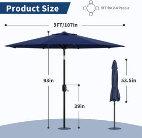 Garvee 9FT Patio Umbrella tilt feature to follow the sun