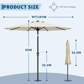 Garvee 9FT beige umbrella tilted to shade throughout the day.