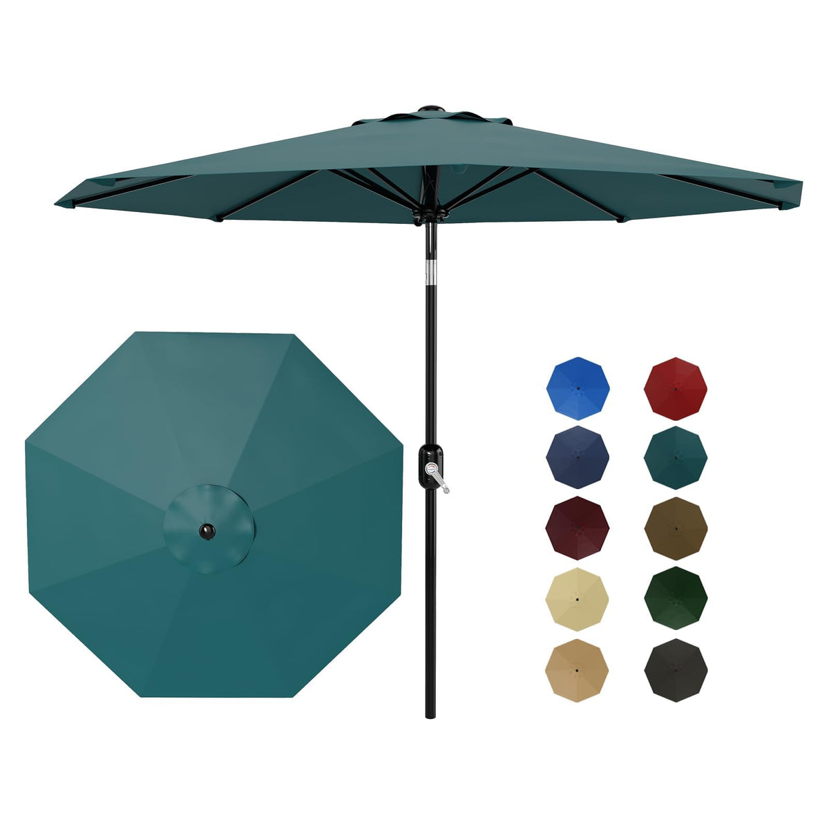 Garvee 9 ft patio umbrella with turquoise canopy shading outdoor spaces
