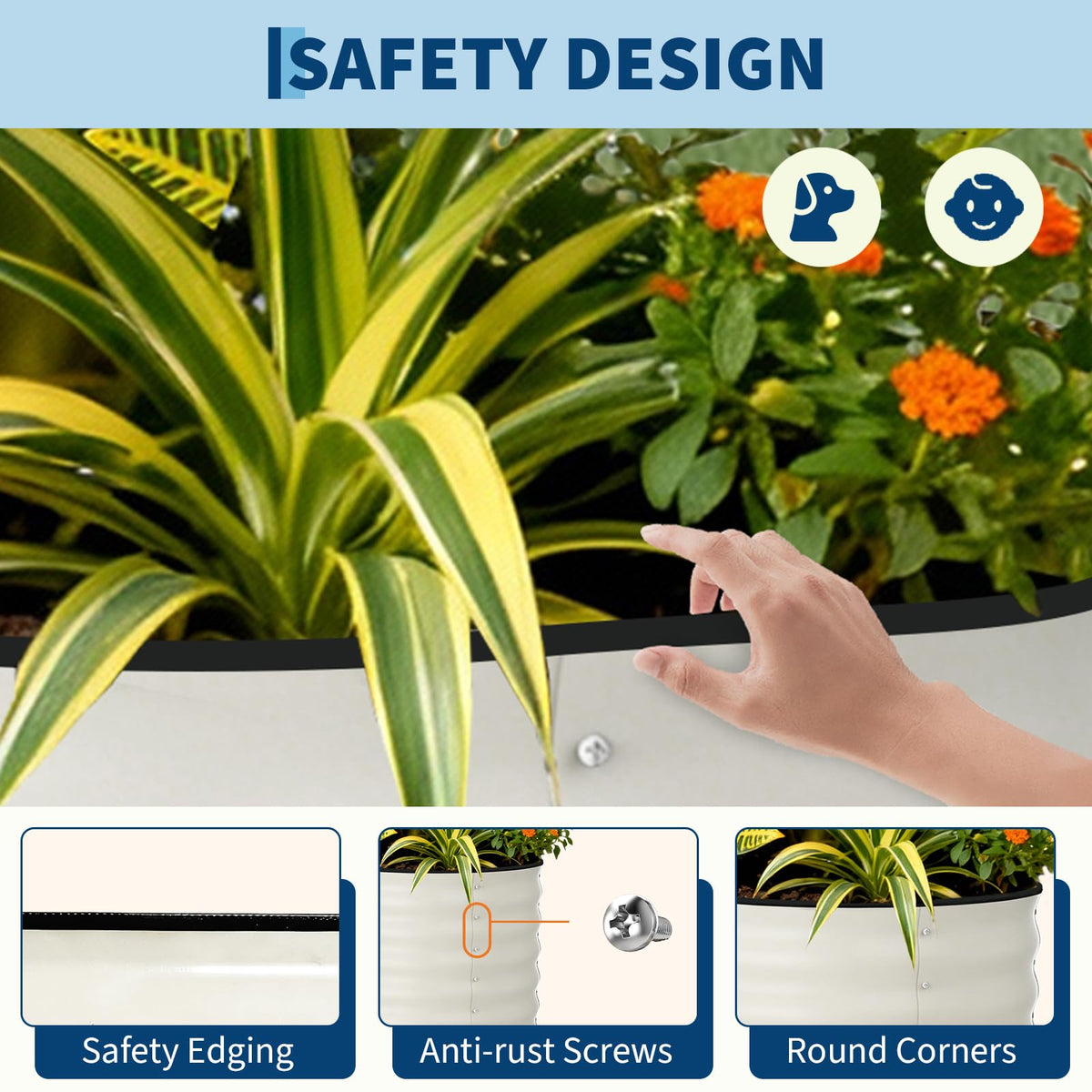 Garvee anti-cut safety edge close-up emphasizing safe gardening for families