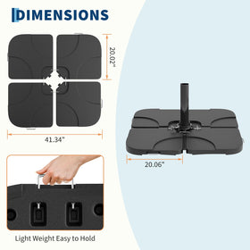 Garvee base dimensions show a stable 38.58-inch footprint for cantilever umbrellas.