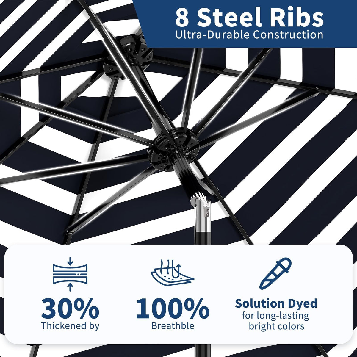 Garvee black and white stripe design adds timeless style to garden spaces.