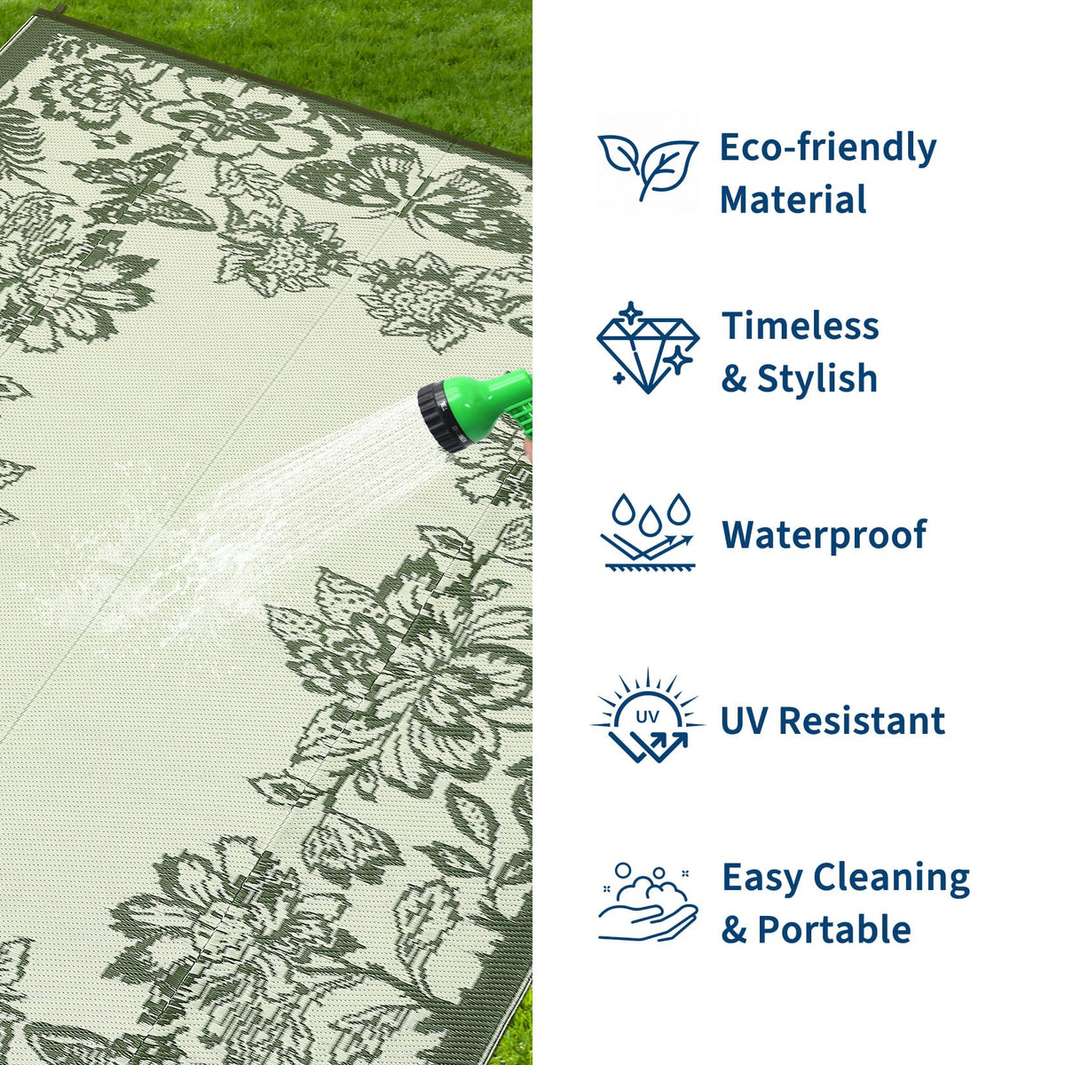 Garvee butterfly floral pattern rug for backyard décor and sunlit spaces