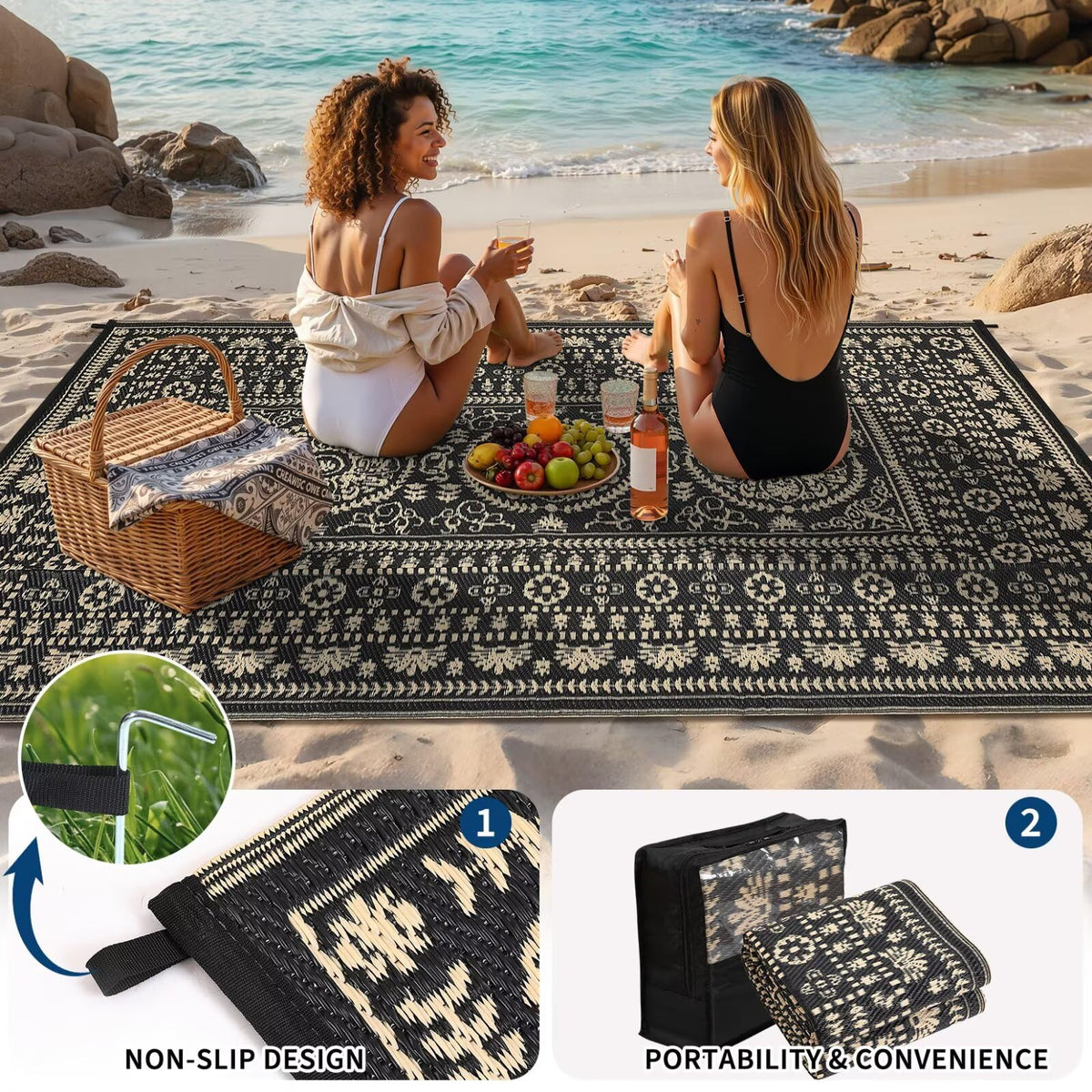 Garvee camping rug on ground demonstrates comfort on outdoor picnics.