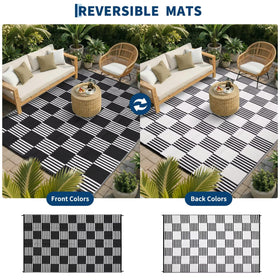 Garvee 5x8 outdoor rug at beach picnic for clean seating and comfort.