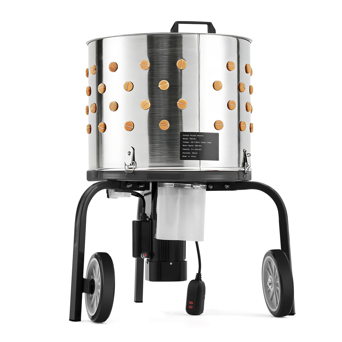 Garvee Chicken Plucker front view with 20-inch drum for fast defeathering in busy kitchens