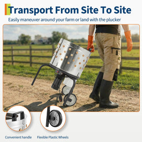 Garvee Plucker portable with handle and wheels for easy transport