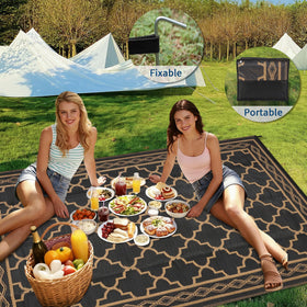 Garvee rug packed in a sturdy carrier bag ready for travel and camping.