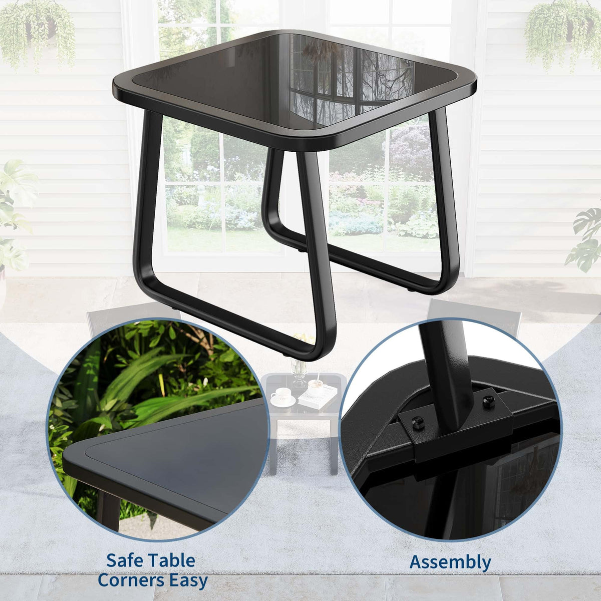 Garvee curved armrests support relaxed seating while you dine or read.