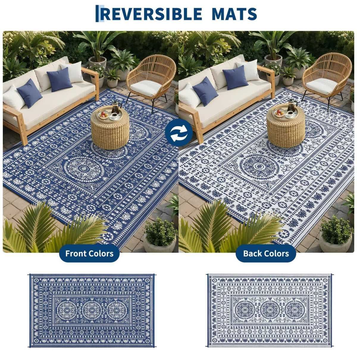 Garvee dual-sided reversible rug offers two looks for spaces.