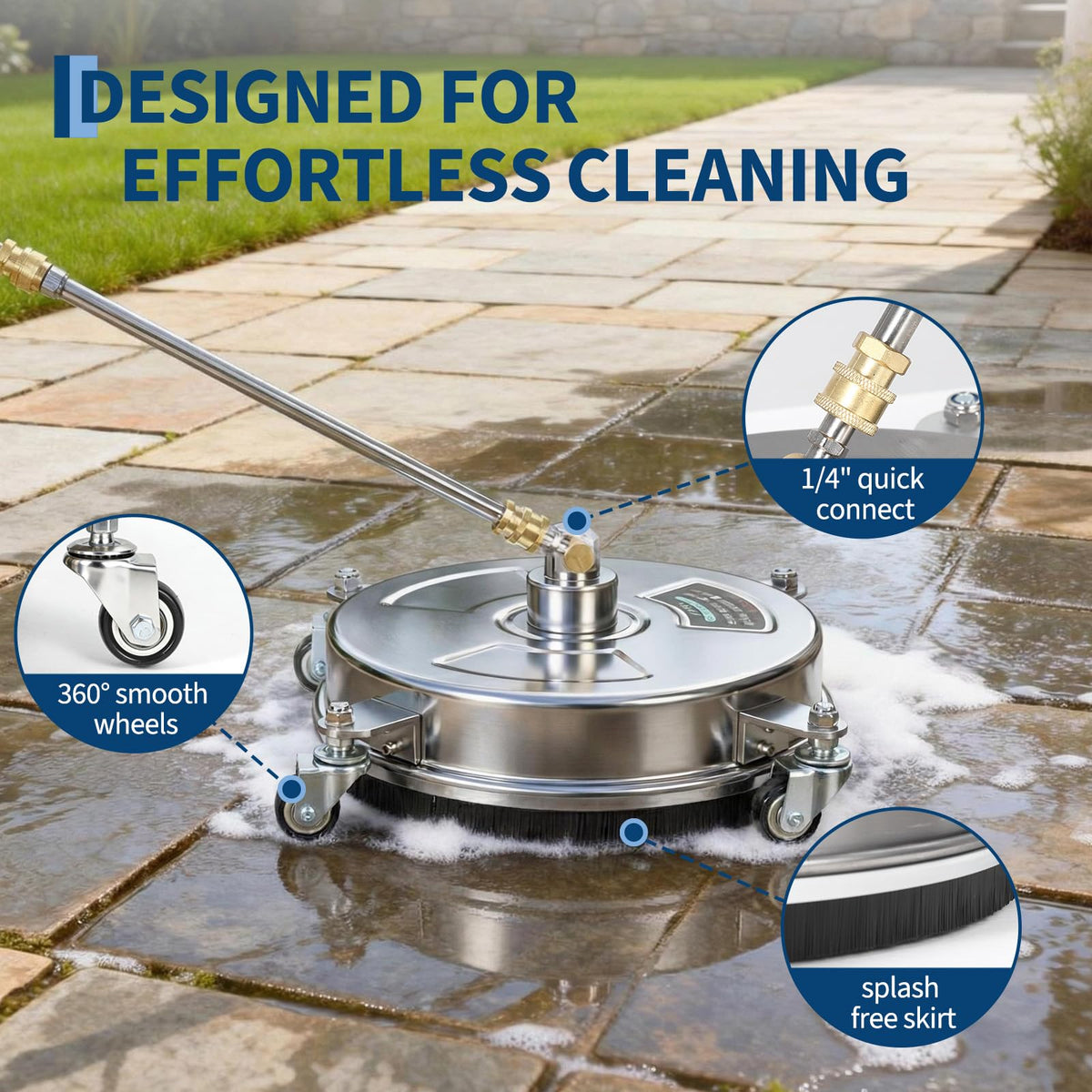 Garvee dual-spinning nozzles in rotation action delivering even cleaning