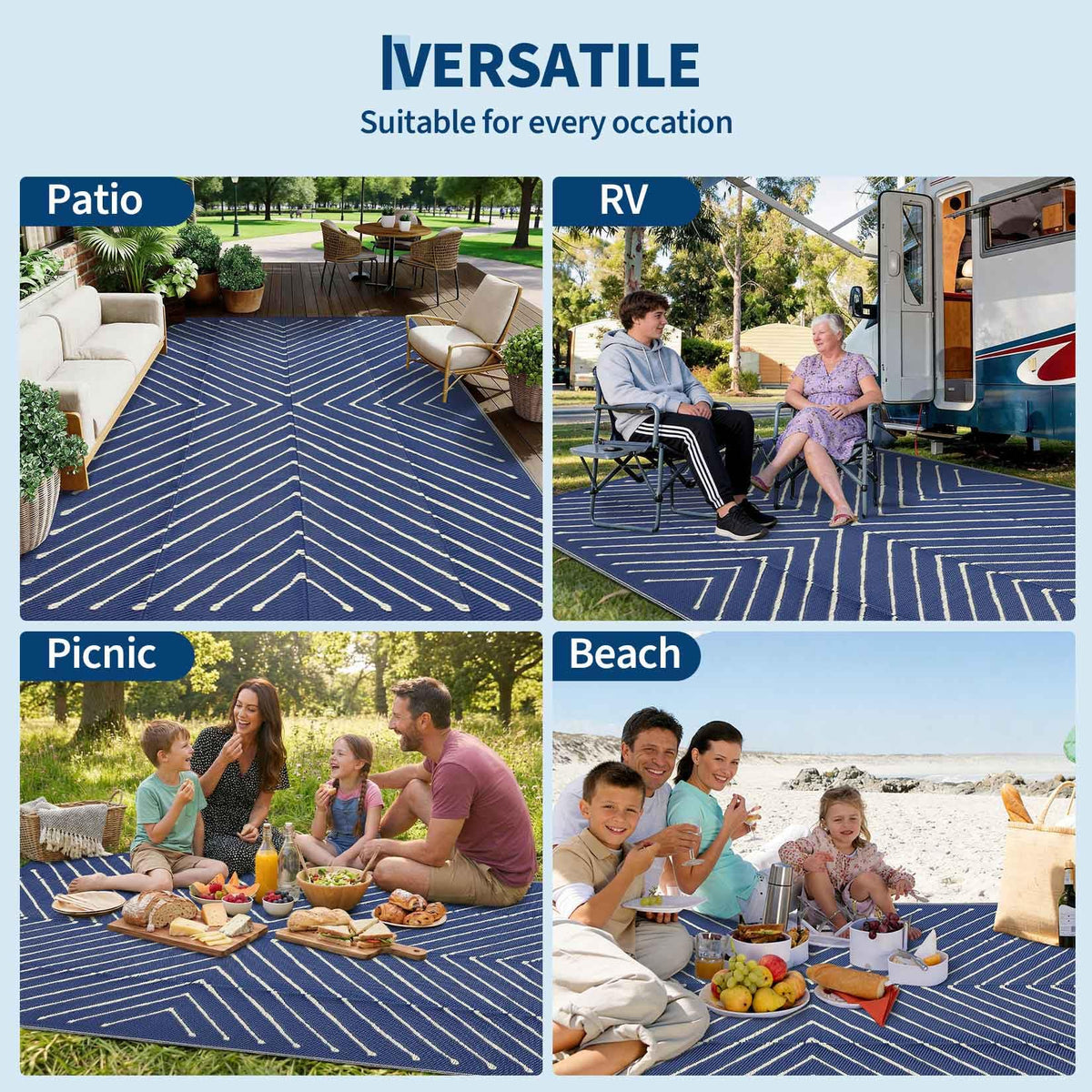 Garvee durable polypropylene rug with strong weave; reliable for year-round outdoor spaces.