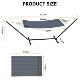 Garvee easy-care drying hammock depicted after light rain on deck