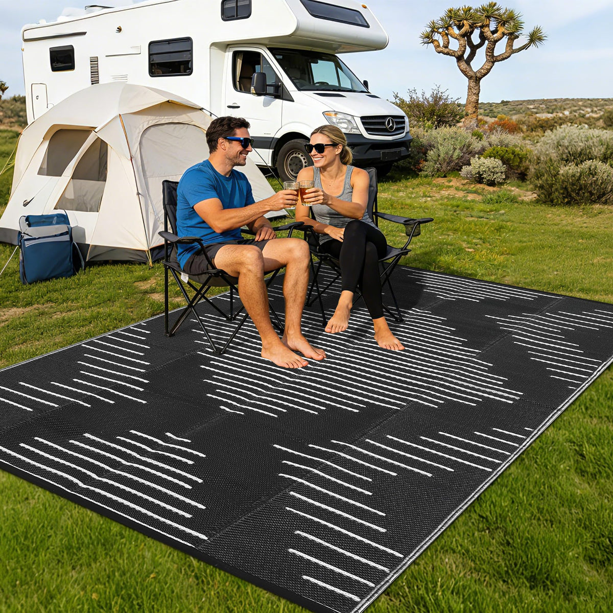 Garvee eco-friendly plastic rug supports sustainable outdoor living.