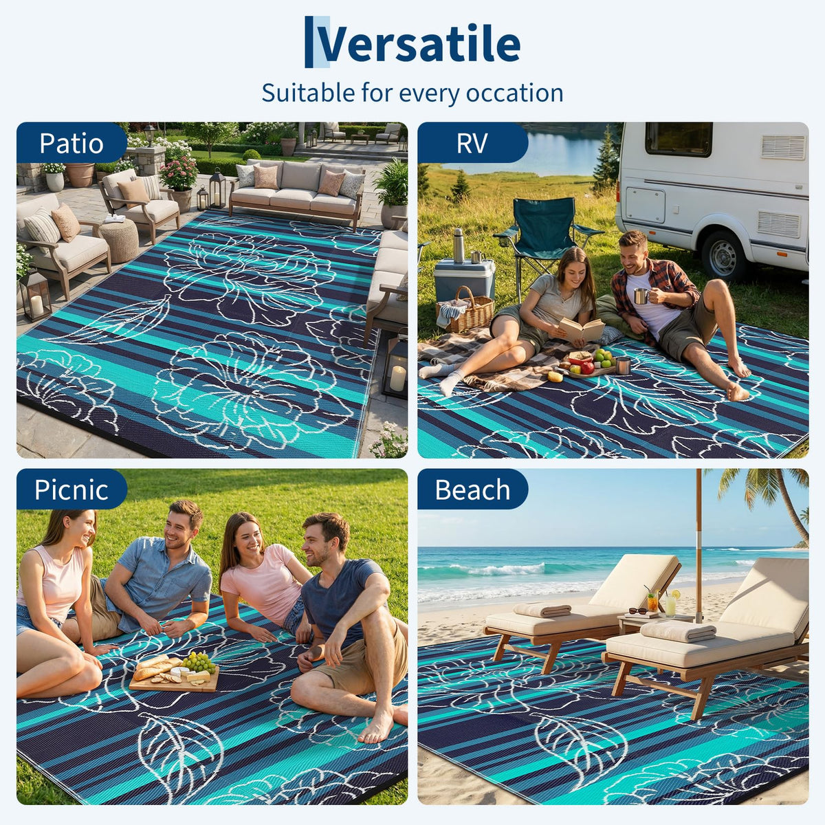 Garvee foldable beach picnic mat, lightweight for travel and setup.