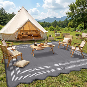 Garvee gray geometric pattern rug enhances outdoor spaces with modern appeal