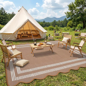 Garvee geometric-pattern rug for patio; quick-drying and UV-resistant.