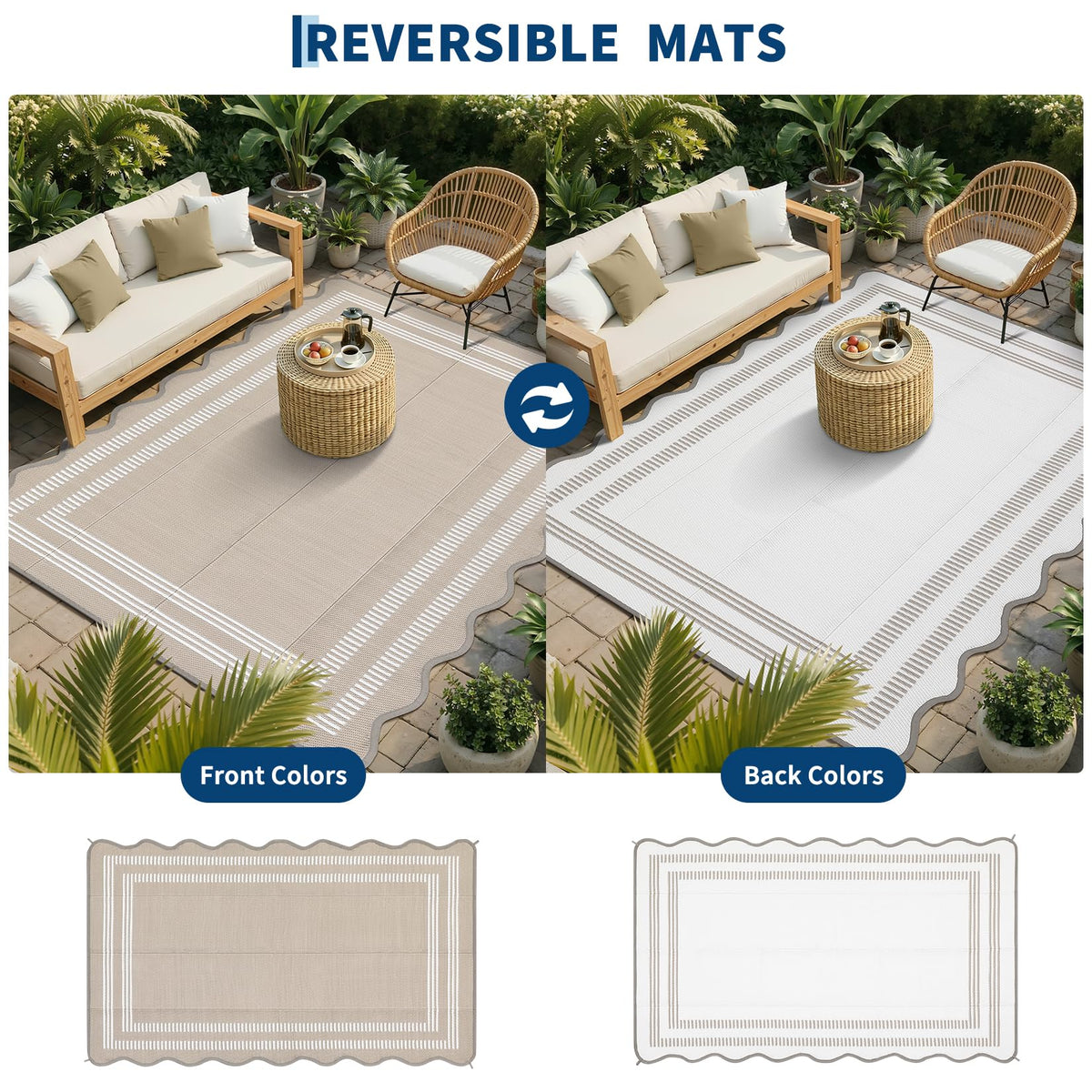 Garvee gray outdoor rug color option on a balcony, versatile touch