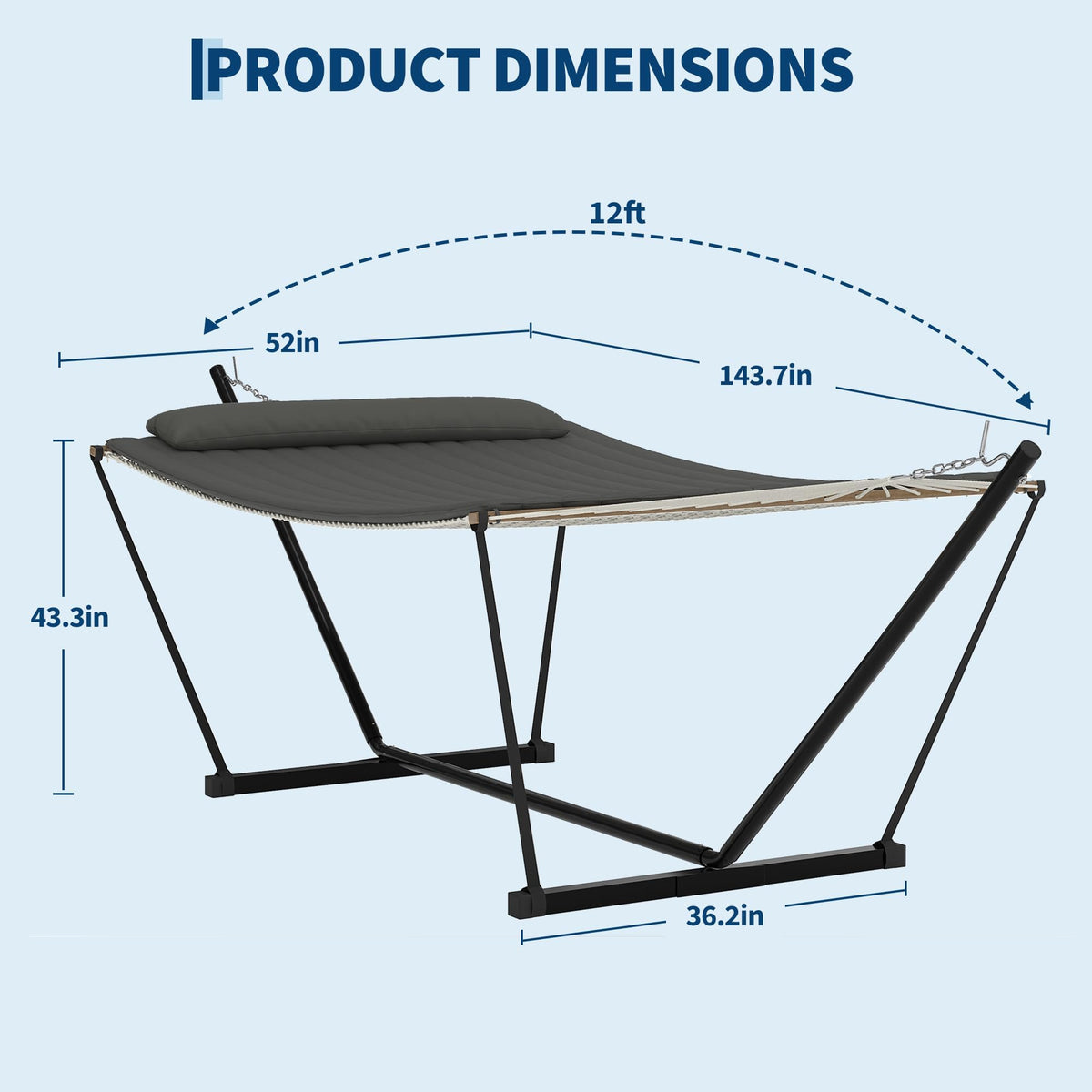 Garvee heavy-duty hammock with stand shown in backyard for stable outdoor relaxation