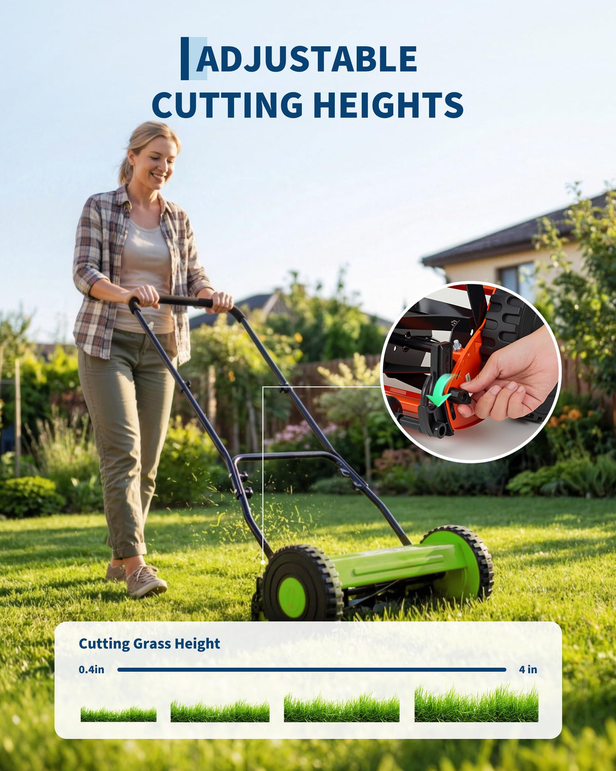 Garvee large-wheels ergonomic-handle action shot highlights easier pushing.