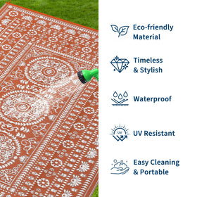 Garvee medallion-design outdoor rug complements deck spaces with classic decor