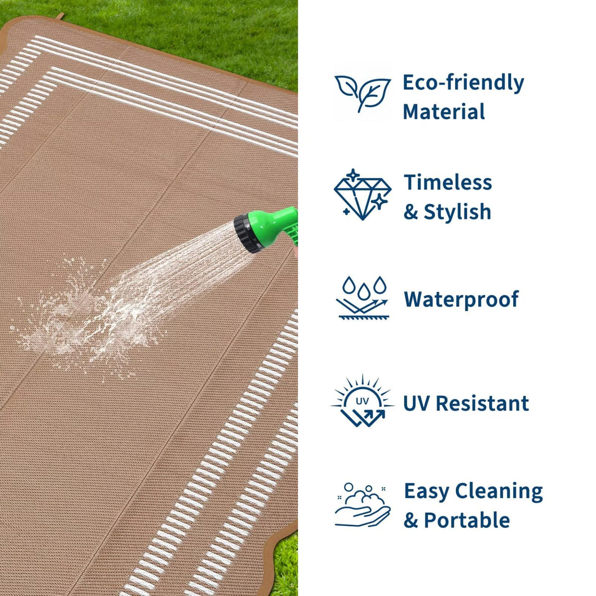 Garvee multi-size outdoor rug range adapts to small balconies or large patios.