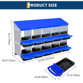 Garvee nesting box removable-trays blue enables easy cleaning and healthier coop