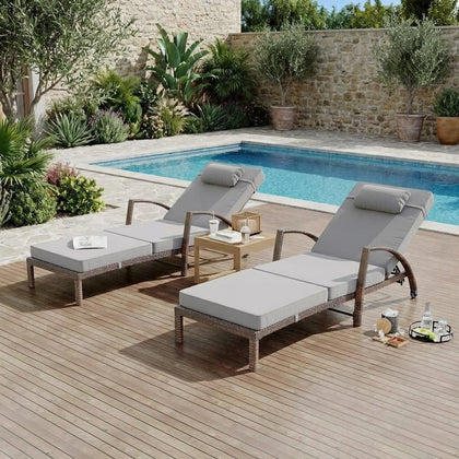 Garvee outdoor chaise lounge assembly demonstrates quick setup for poolside relaxation.