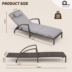 Garvee chaise cushions close-up highlights plush 3.5-inch padding and removable covers.