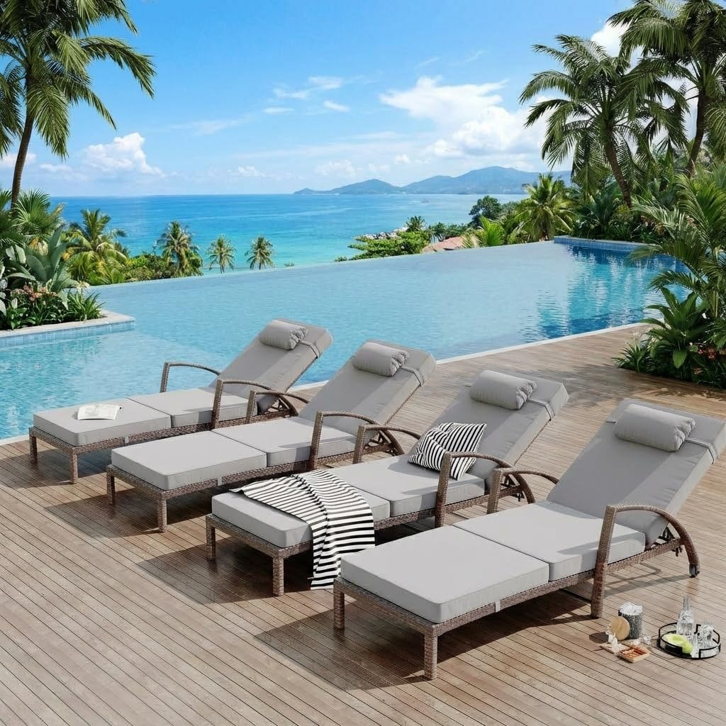 Garvee chaise lounge wheels enable easy repositioning across patios and decks.