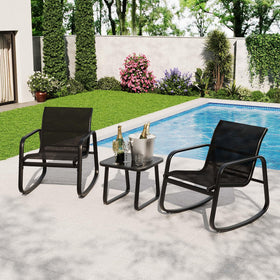 Garvee outdoor rocking chairs provide breathable comfort on a sunny patio.