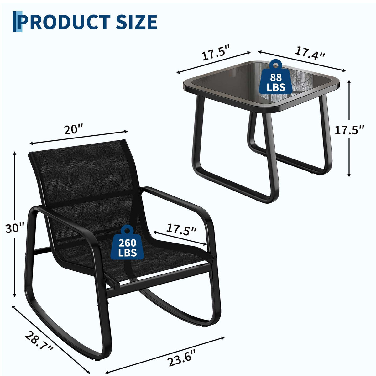 Garvee bistro set table offers a sturdy round surface for drinks.