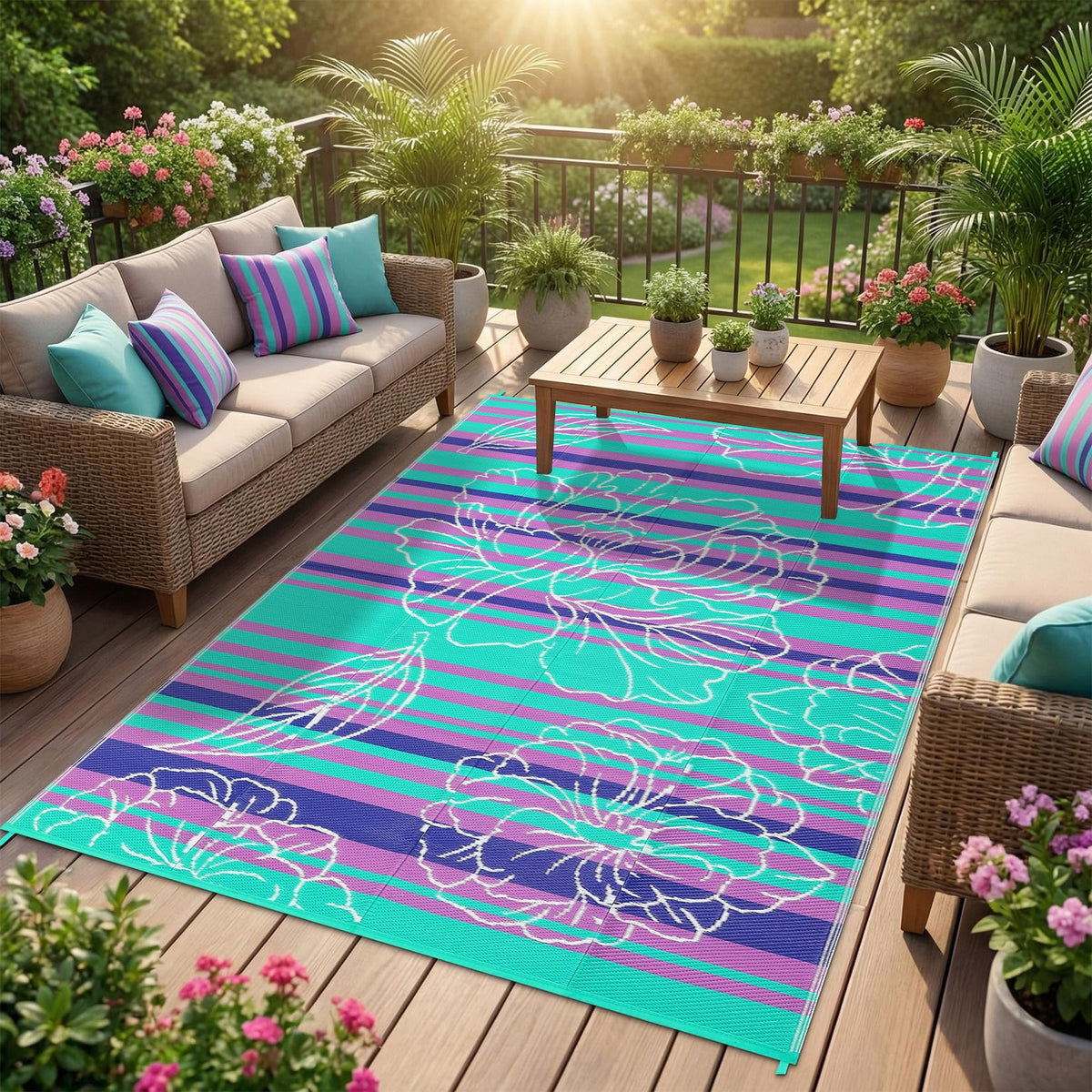 Garvee outdoor rug 5x8 folded for easy storage and transport